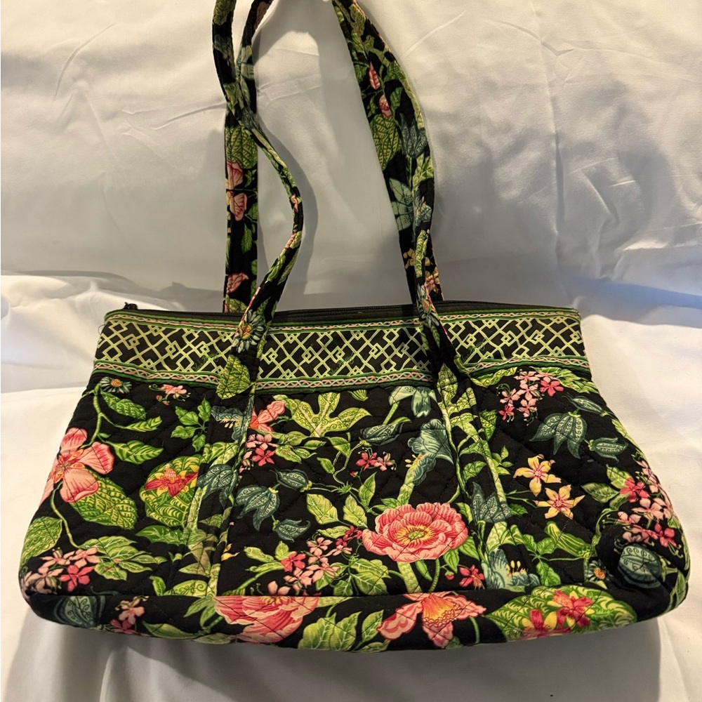 Vera Bradley Black and Green Floral Tote